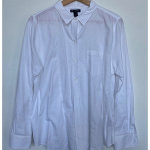 Gap White Fitted Boyfriend Fit Oxford Shirt Large